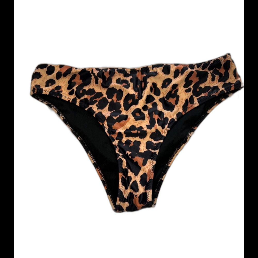 Beachsissi Leopard Print High Rise Cheeky Bikini Bottom Size XL